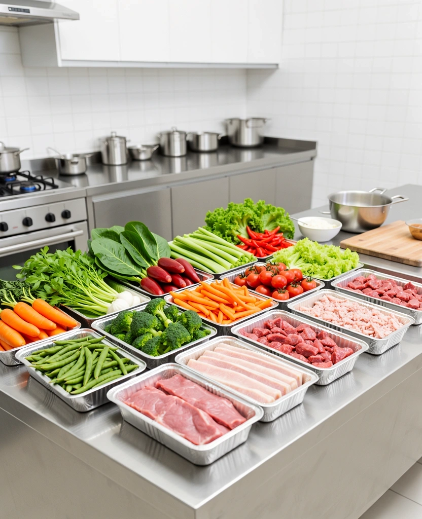 Professional kitchen preparation at Seimbang Makan